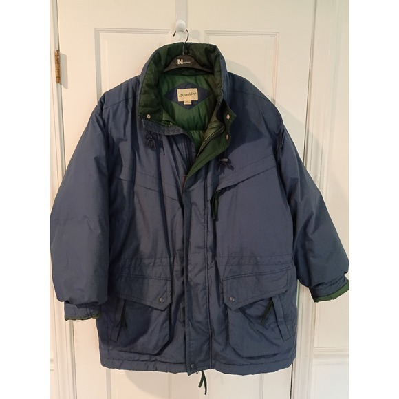St. John's Bay Other - St Johns Bay Mens XXL Down Filled Winter Parka Jacket Navy Blue Green Puffer